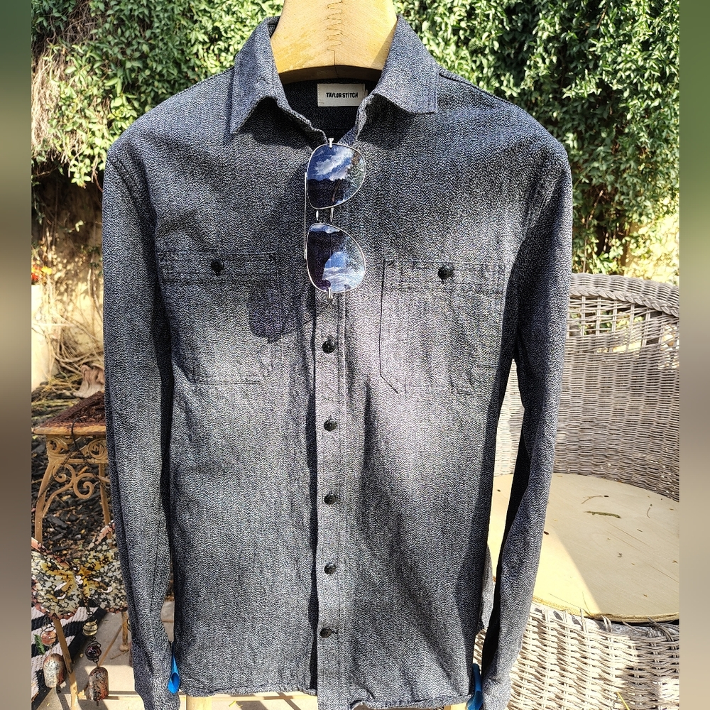 Taylor Stitch Salt And Pepper Heavy Twill Long Sleeve Shirt